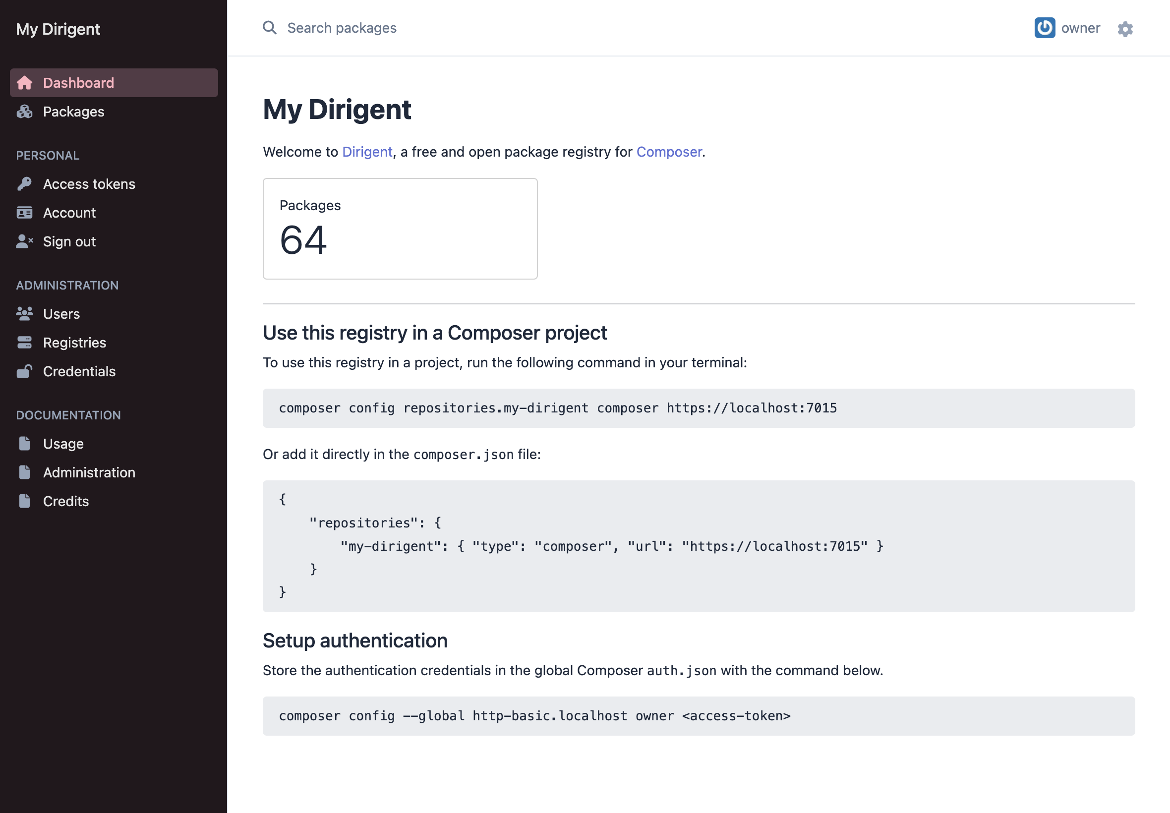 Dirigent homepage screenshot